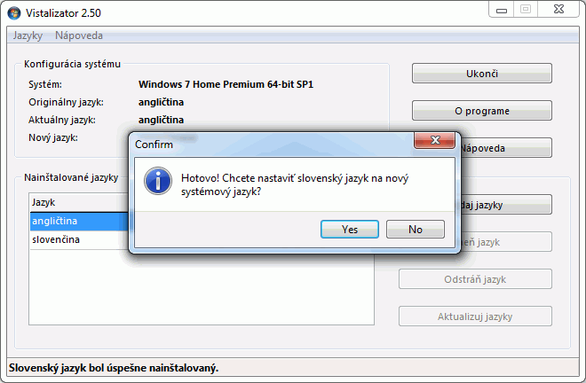 Vistalizator - zmena jazyka na Windows 7