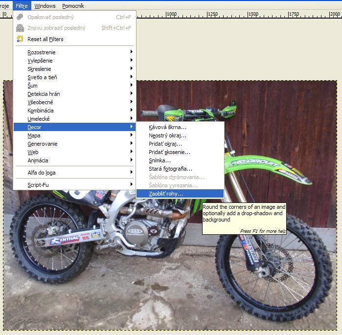 GIMP - zaobľovanie rohov