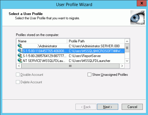 user profile wizard