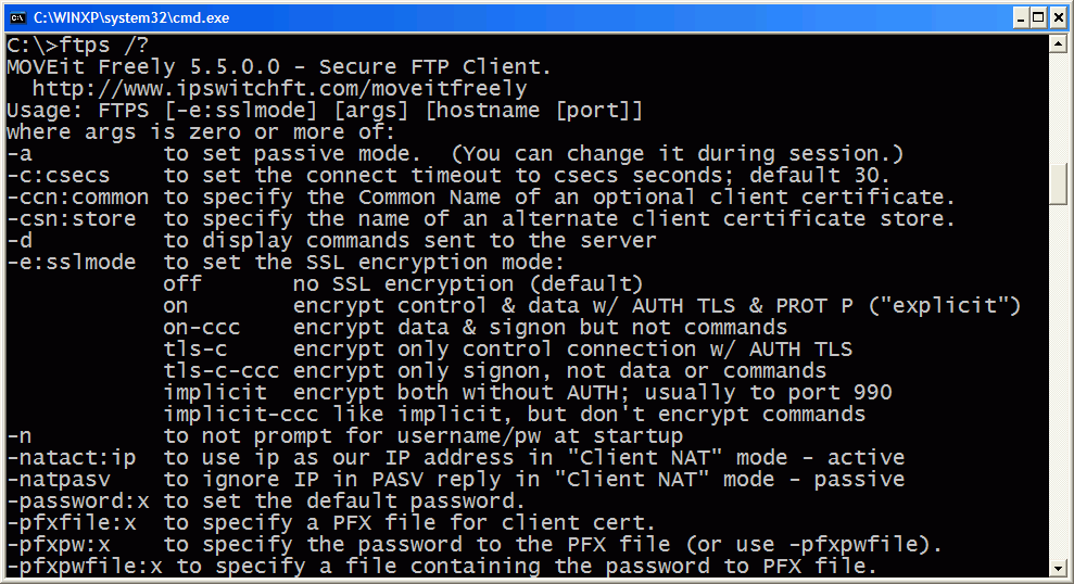 command line Secure FTP client